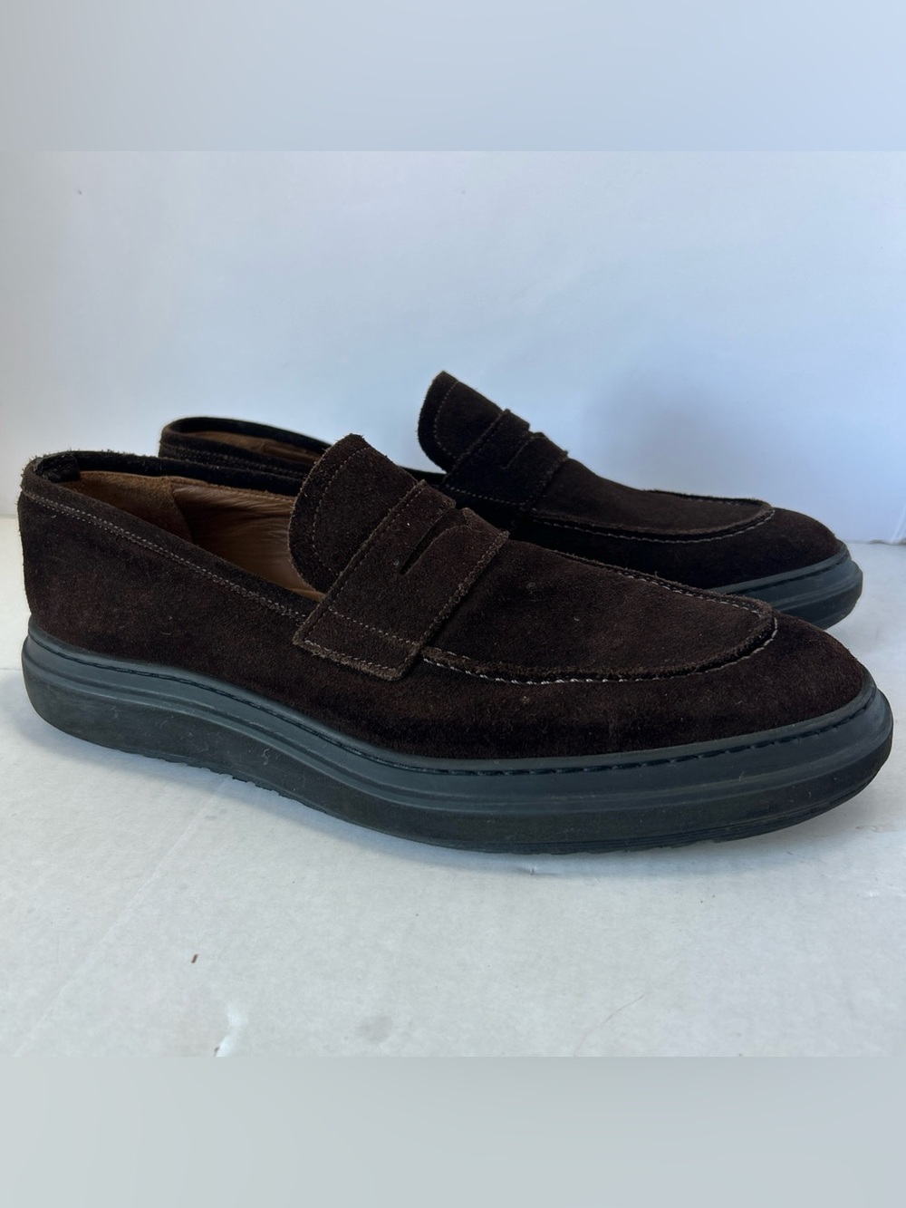 Barney's New York Brown‎ Suede Loafers Shoes US Men's Size 10.5 Made in Italy